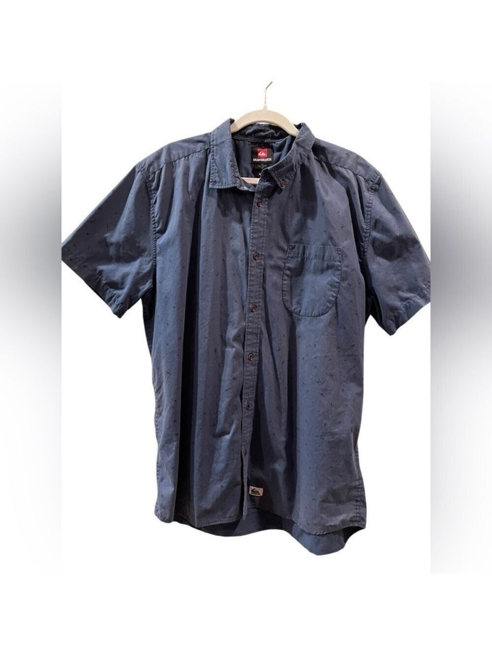 Quiksilver Men’s Modern Fit Button Up Shirt Medium Blue Cotton Casual Size: XXL